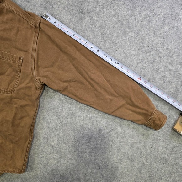 VTG LL Bean Shirt Jacket Mens Small? Brown Canvas Plaid Flannel Lined Workwear - Picture 8 of 12